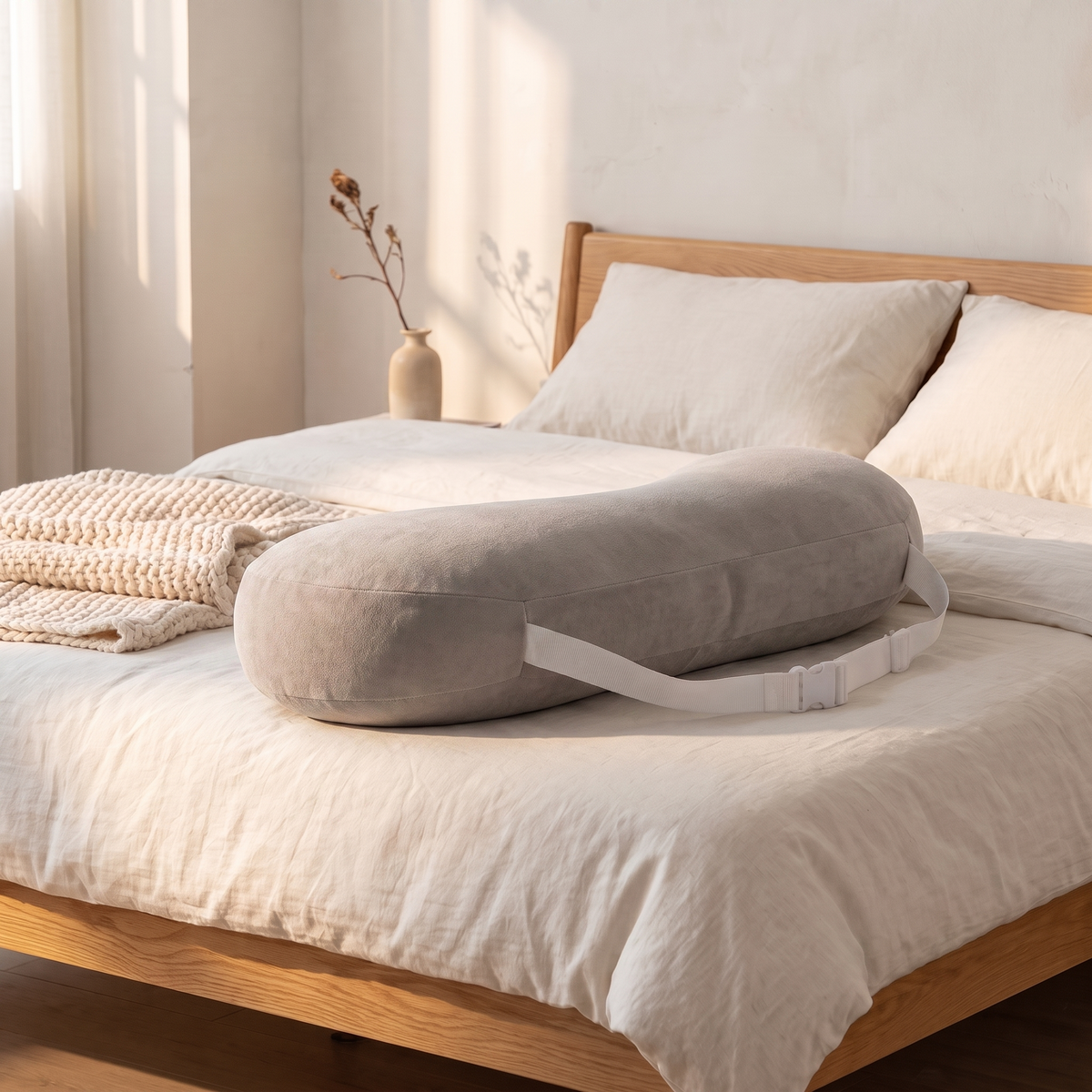 Coussin de maintien réglable gris, 65 × 32 cm