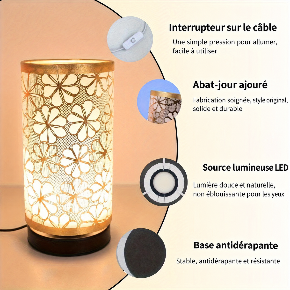 Lampe à poser florale USB – caractéristiques