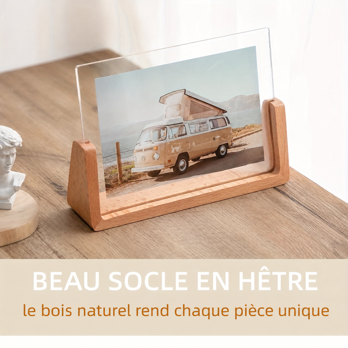 Cadre photo en U acrylique et bois – caractéristiques
