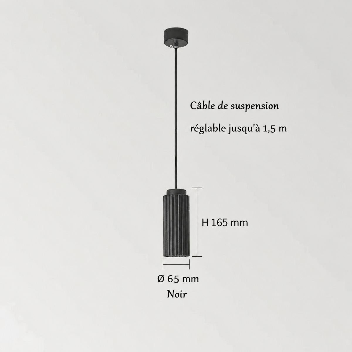 Suspension NordicGlow LED – dimensions et câble réglable jusqu'à 1,5 m