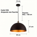 Suspension dôme industrielle Ø 30 cm – dimensions