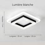 Plafonnier LED carré noir – lumière blanche, dimensions