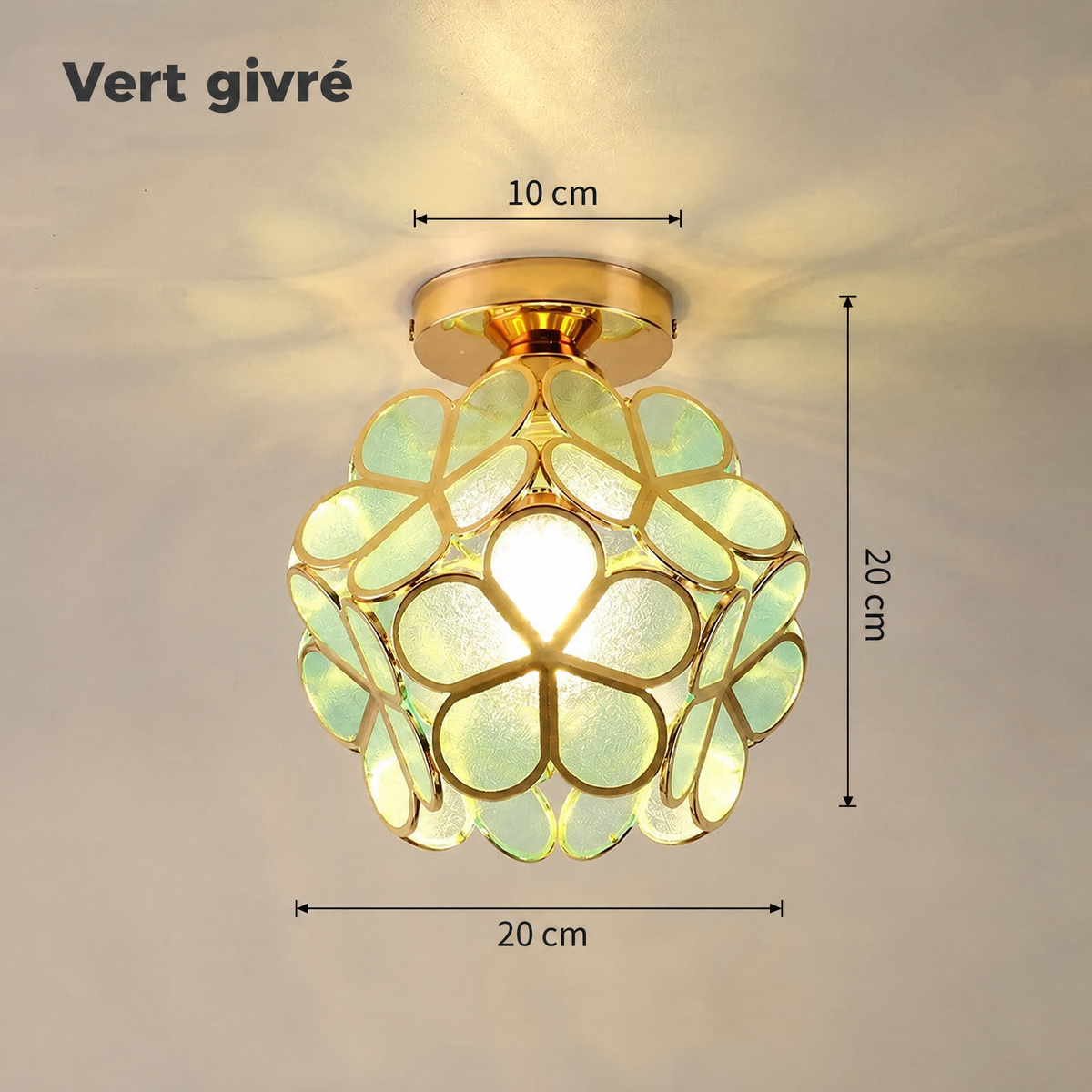 Plafonnier pétales – vert givré, dimensions
