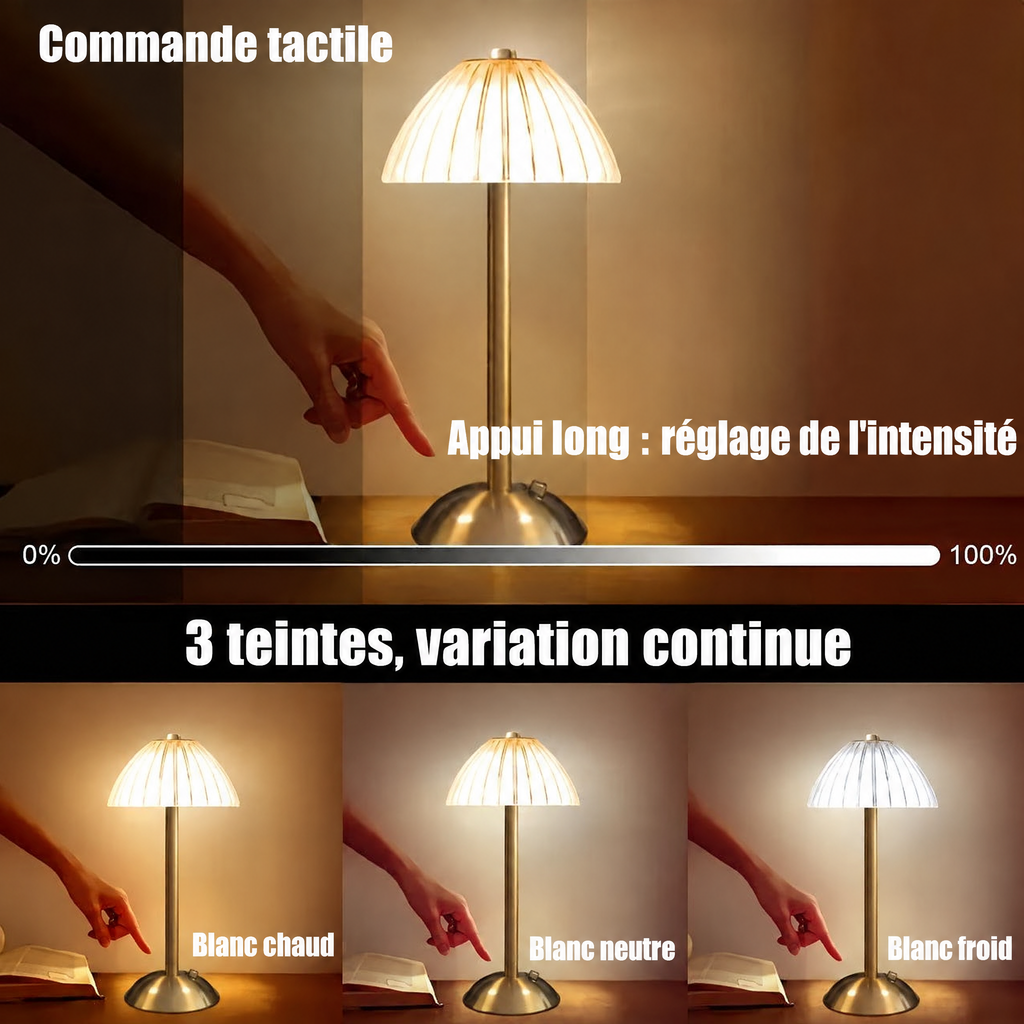 Lampe tactile dorée – commande tactile et variation continue