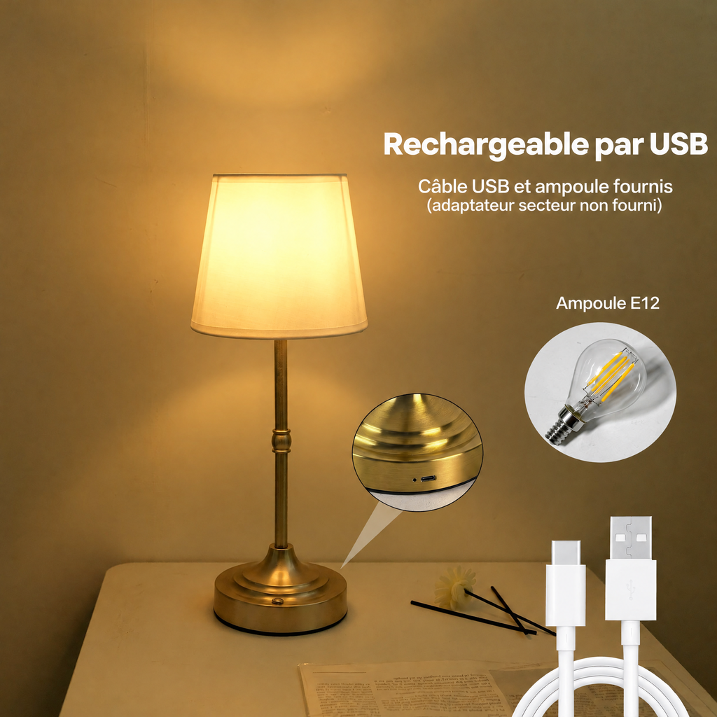 Lampe sans fil à variateur – rechargeable par USB