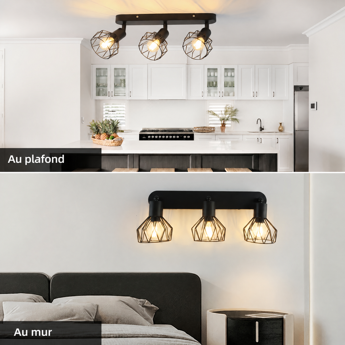 Plafonnier 3 spots – au plafond ou au mur