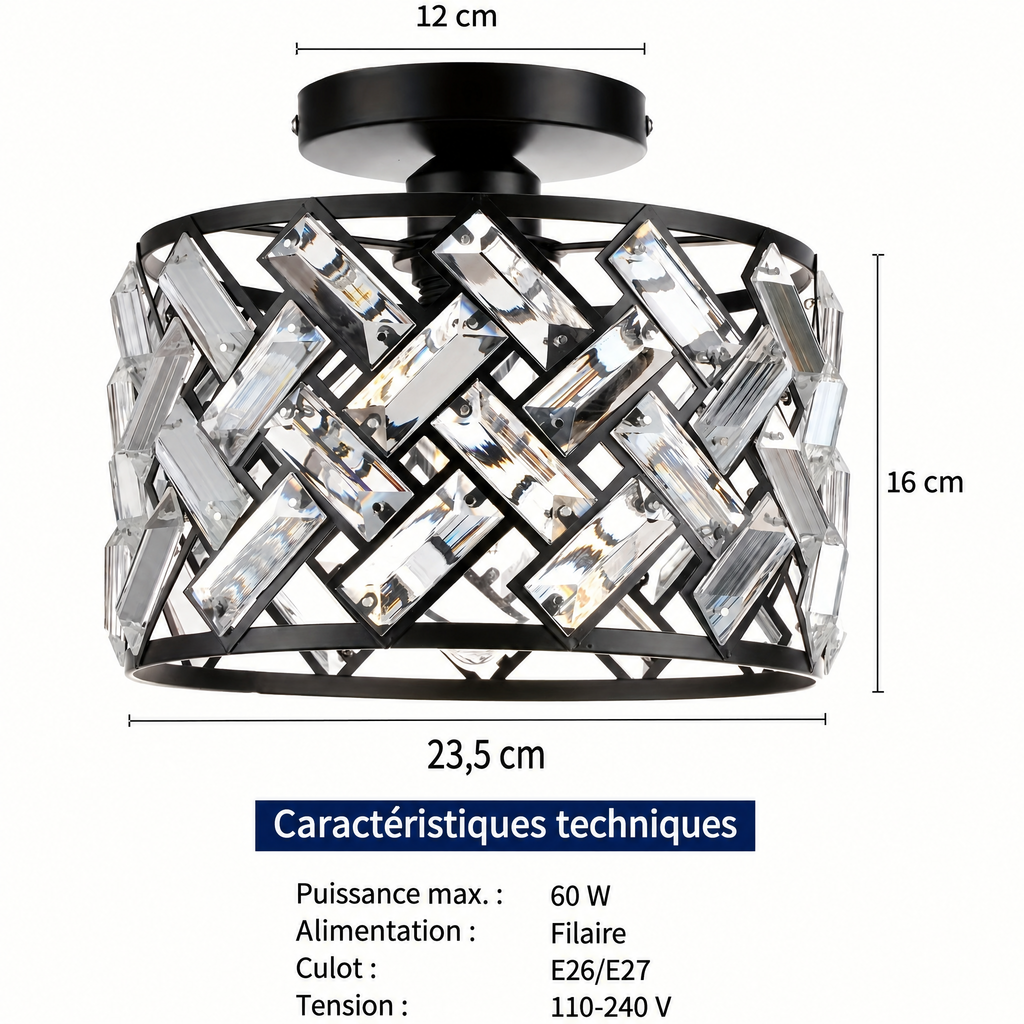 Plafonnier en cristal – caractéristiques techniques