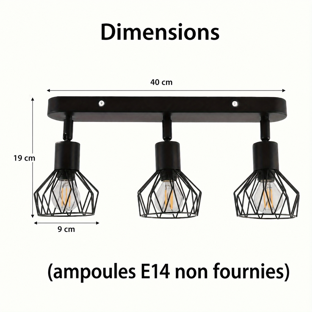 Plafonnier 3 spots – dimensions