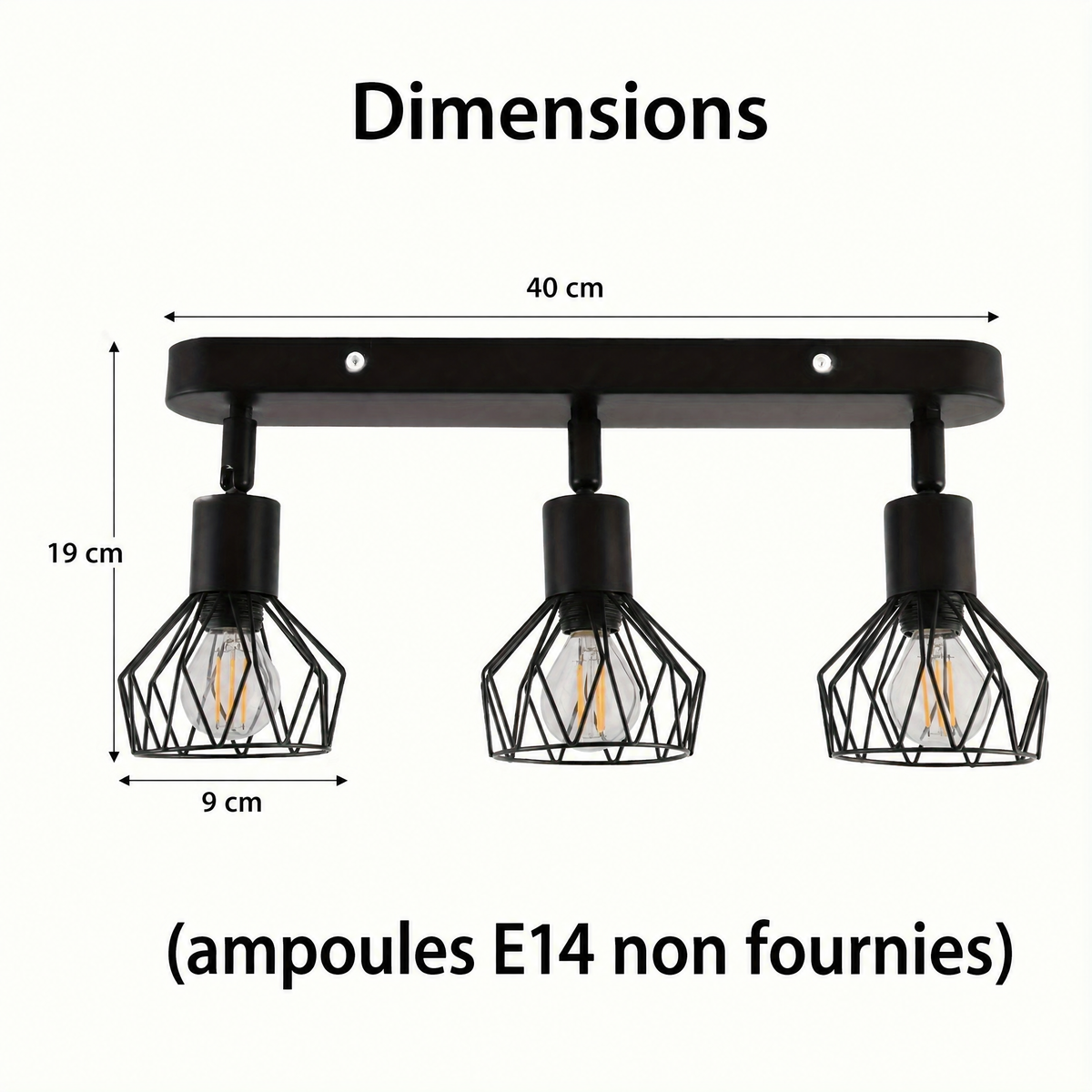 Plafonnier 3 spots – dimensions