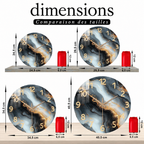 Horloge marbre bleu et or – comparaison des tailles