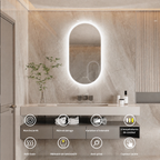 Miroir LED ovale LumoOval – fonctions : anti-buée, variation d'intensité, 3 températures de couleur