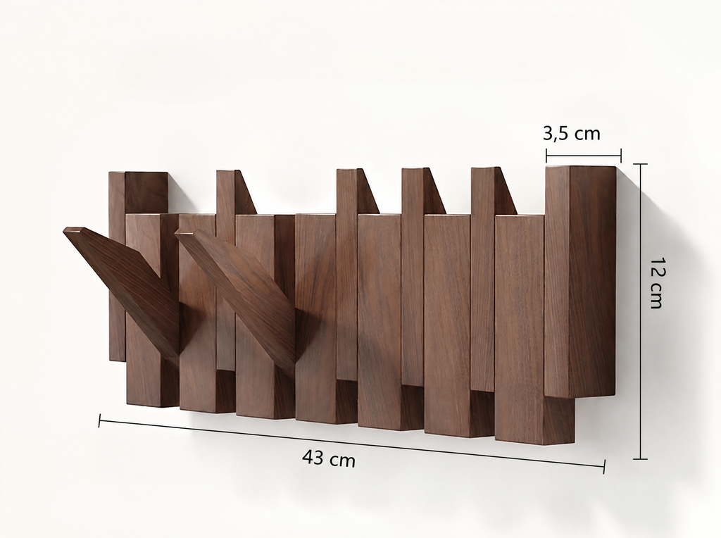 Patère en bois à crochets rabattables – dimensions