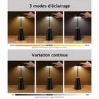 Lampe à poser Sleek sans fil – 3 modes d'éclairage et variation continue