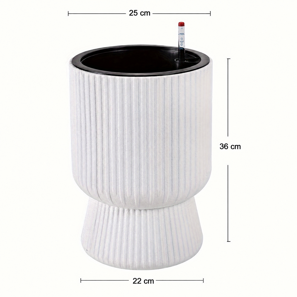 Cache-pot à réserve d'eau blanc – dimensions