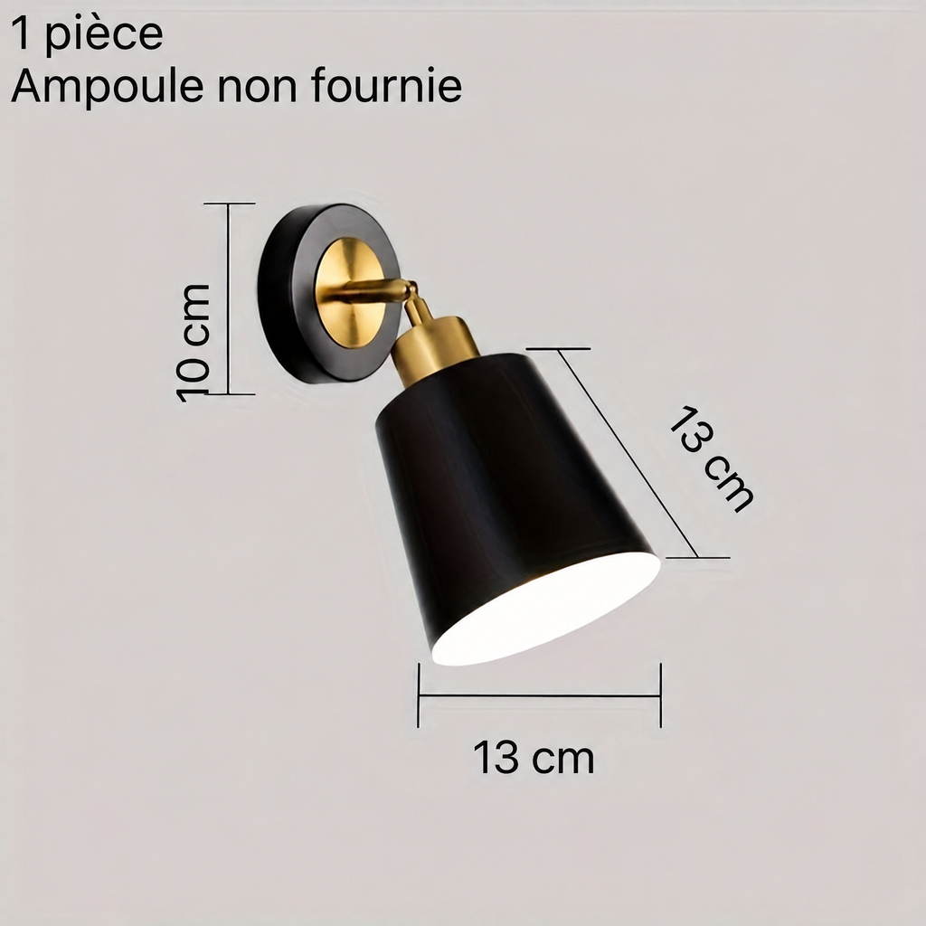 Applique murale métal orientable noire – dimensions