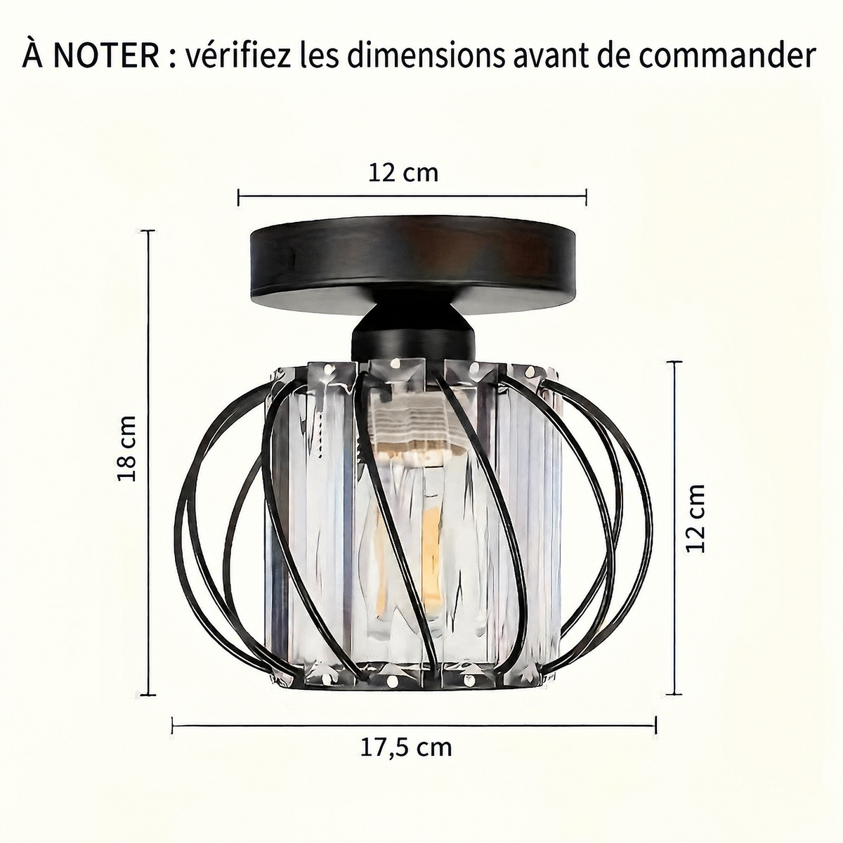 Plafonnier cage industriel – dimensions