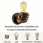 Applique murale main en résine – ampoules E26 compatibles