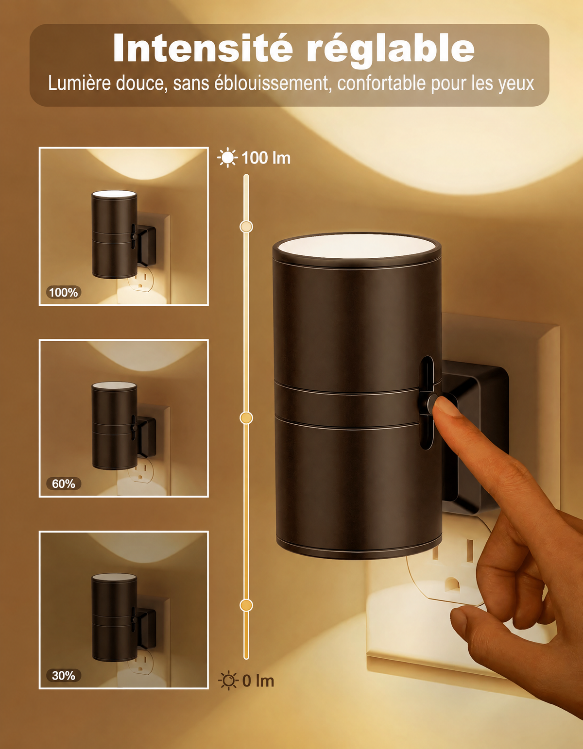 Veilleuse LED NightNova – intensité réglable