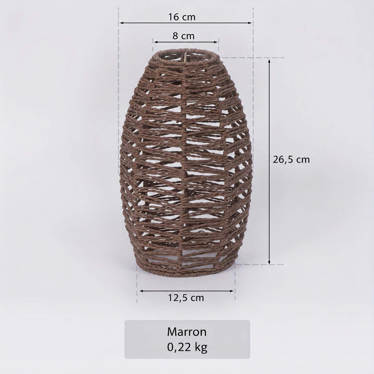 Abat-jour tressé nature marron – dimensions