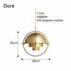 Suspension nordique moderne dorée – dimensions