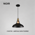Suspension industrielle en métal noire – ampoule non fournie