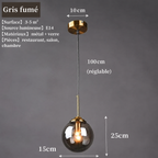 Suspension globe en verre nordique gris fumé – dimensions
