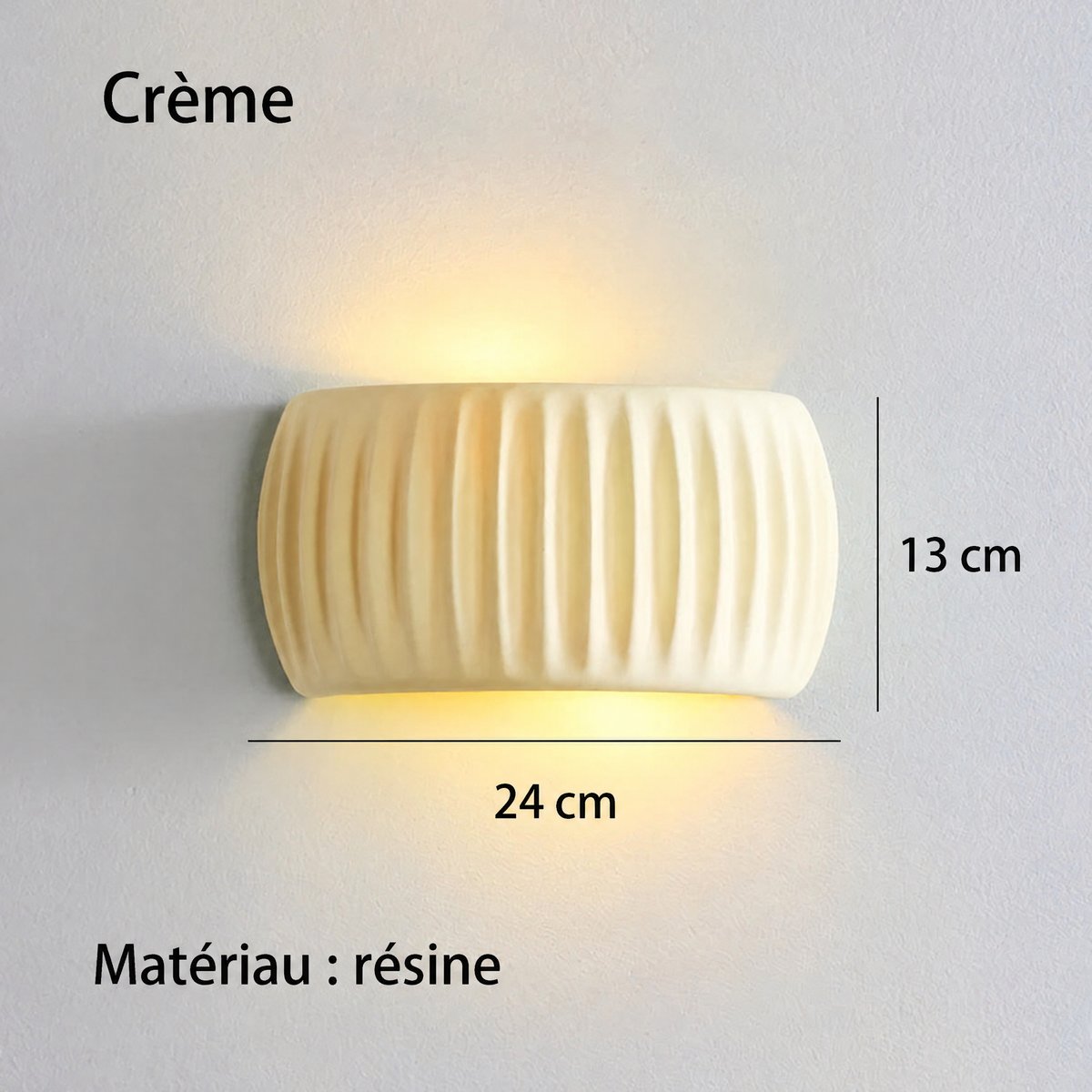 Applique française en résine texturée crème – dimensions