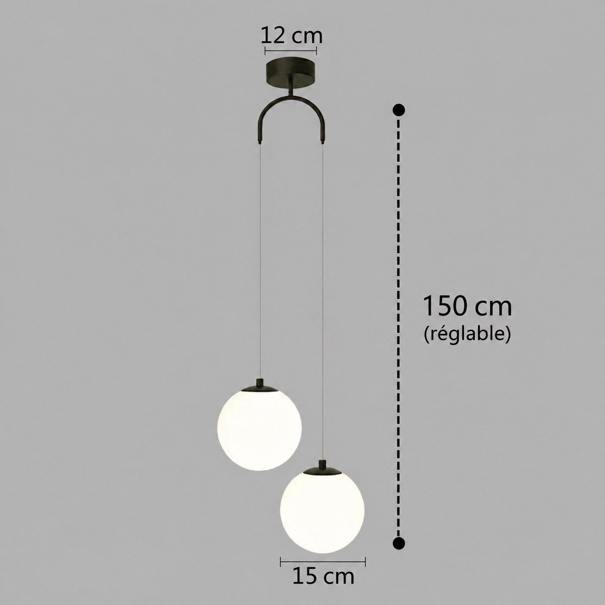 Suspension Luna globe en verre – dimensions