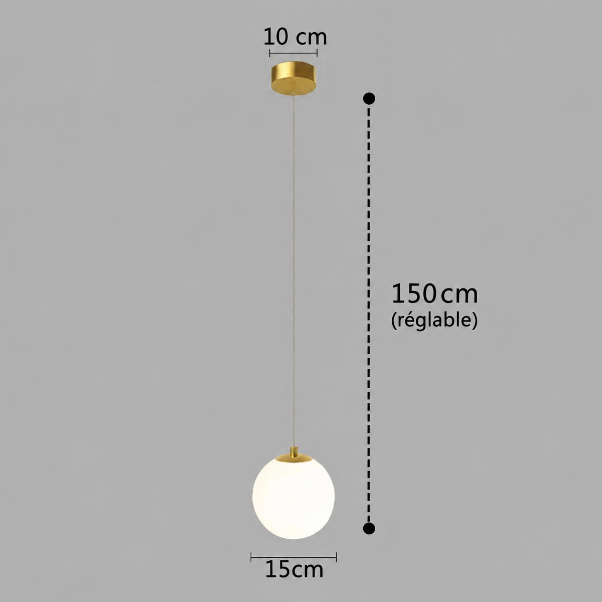 Suspension Luna globe en verre – dimensions