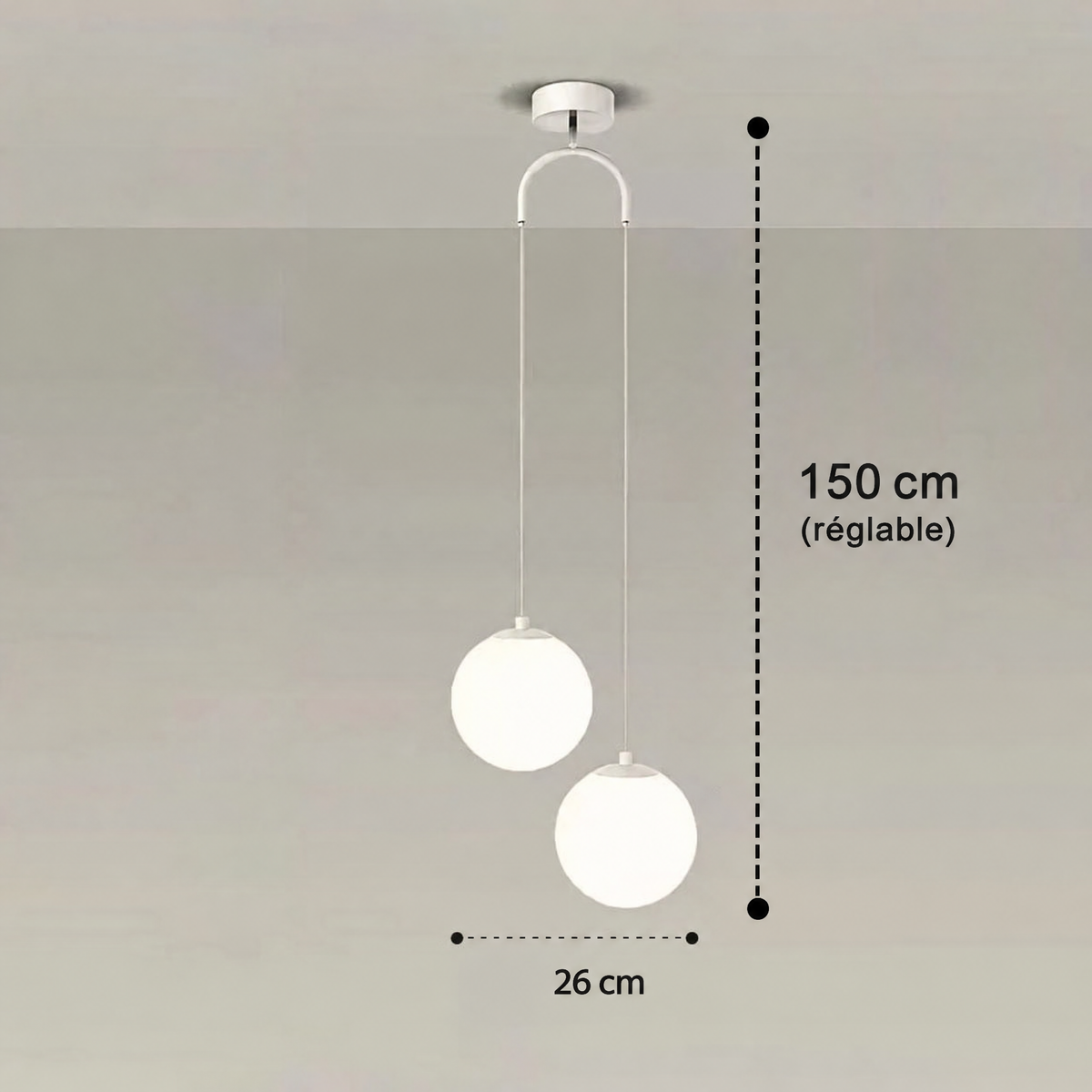 Suspension Luna globe en verre – dimensions