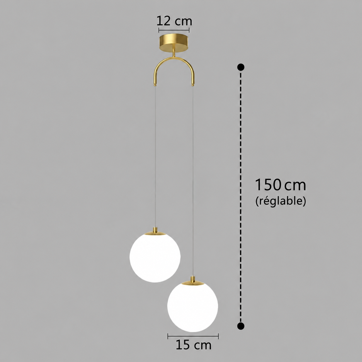 Suspension Luna globe en verre – dimensions