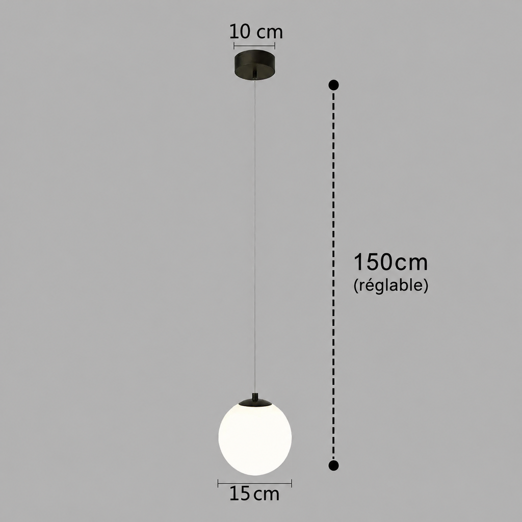 Suspension Luna globe en verre – dimensions