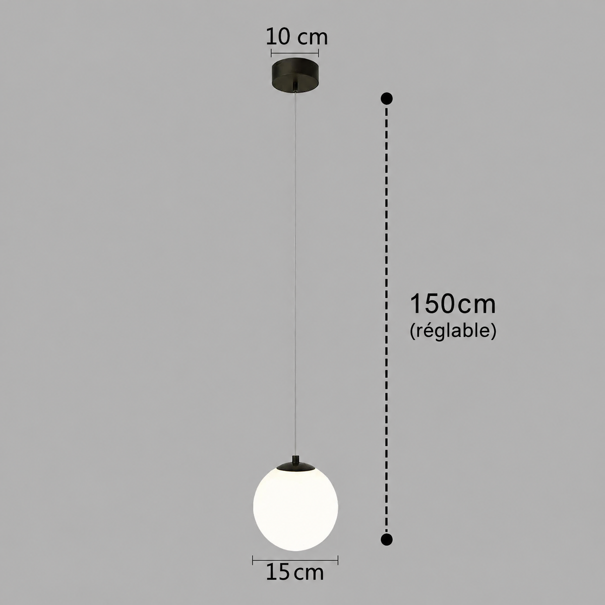 Suspension Luna globe en verre – dimensions