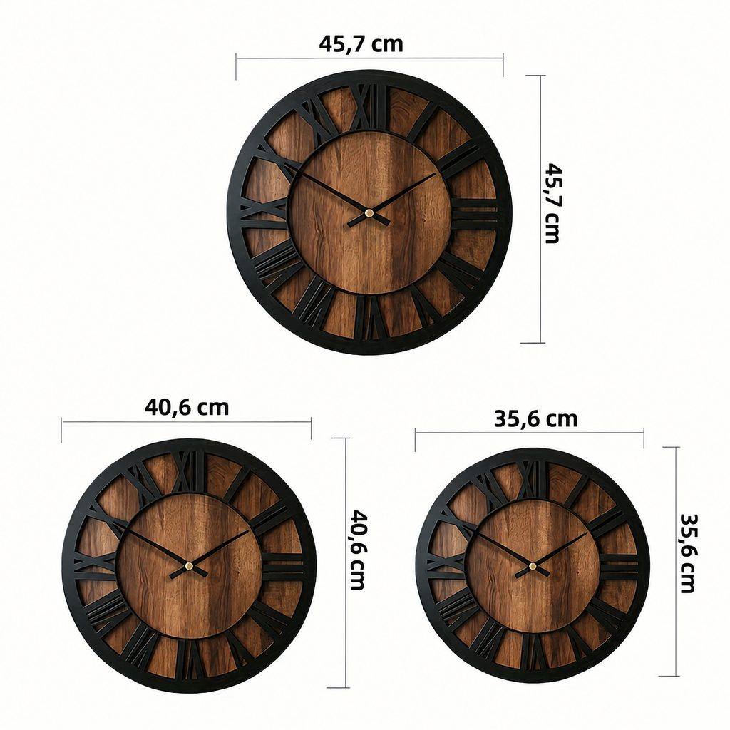 Horloge murale en bois vintage – trois tailles
