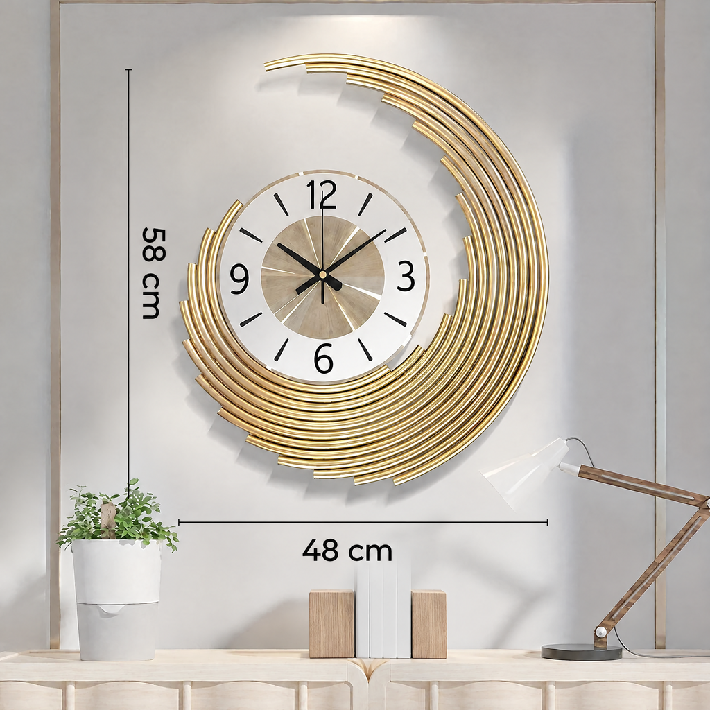 Horloge murale 3D en métal – dimensions 58 × 48 cm