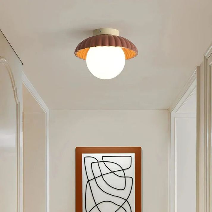 Plafonnier de couloir en fer | Globe en verre dépoli, Ø 25 cm