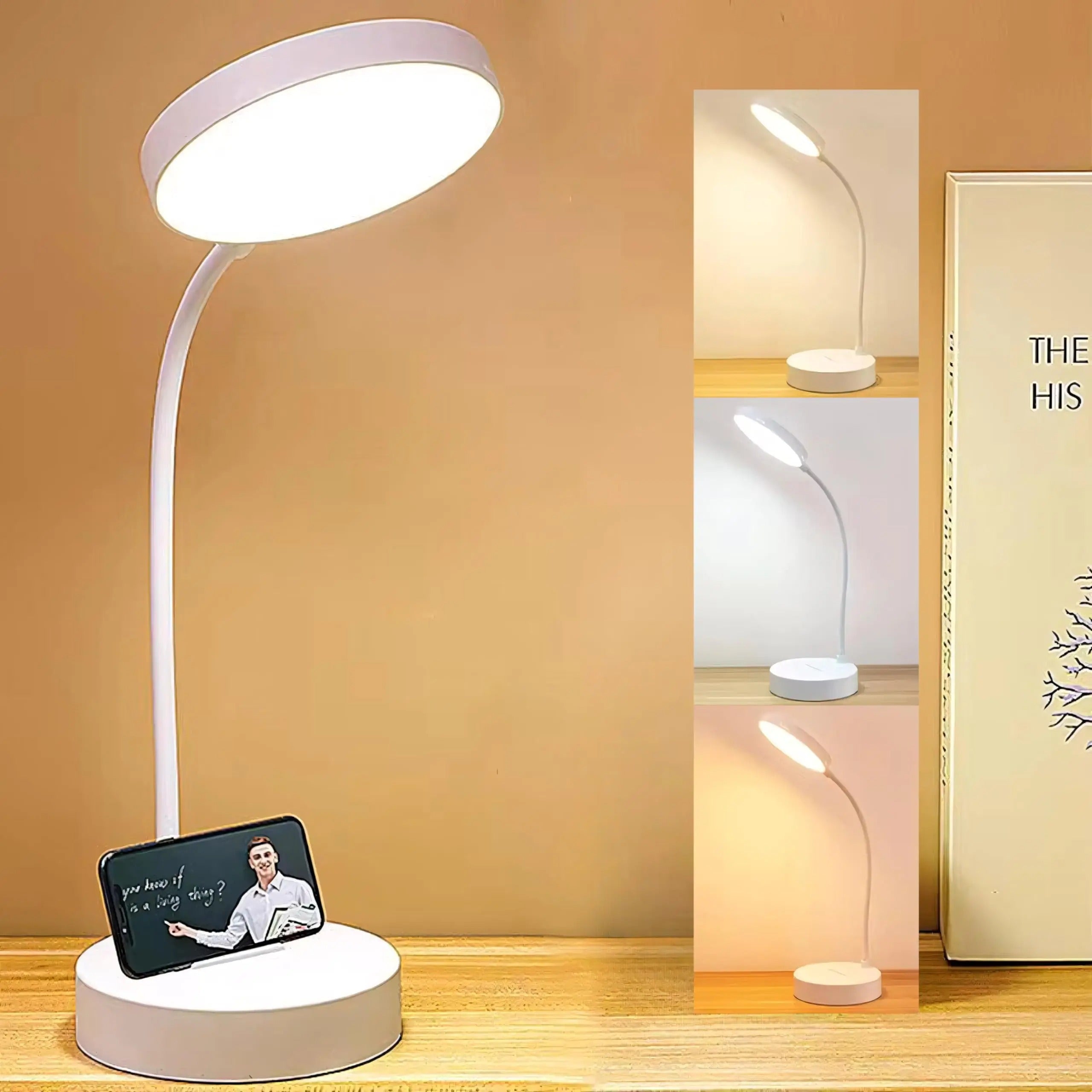 Lampe de bureau LED sans fil | Col de cygne et charge USB