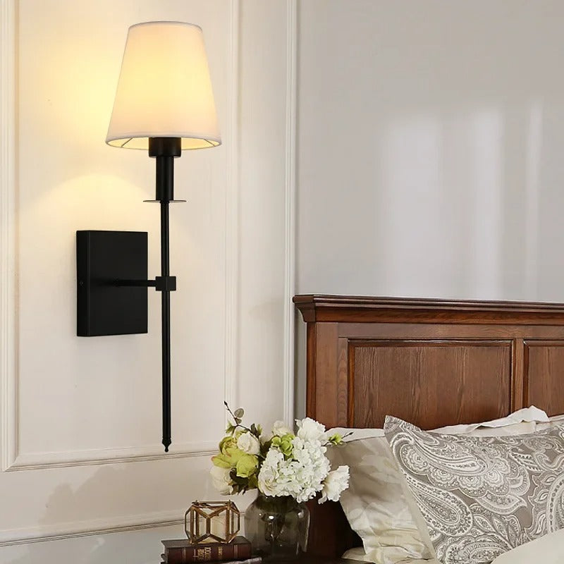 Applique murale LED nordique | Fer et tissu, noir ou doré