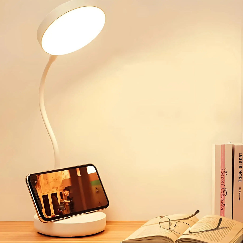 Lampe de bureau LED sans fil | Col de cygne et charge USB