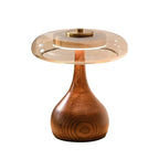 Lampe à poser Andi | Verre, laiton et bois de noyer