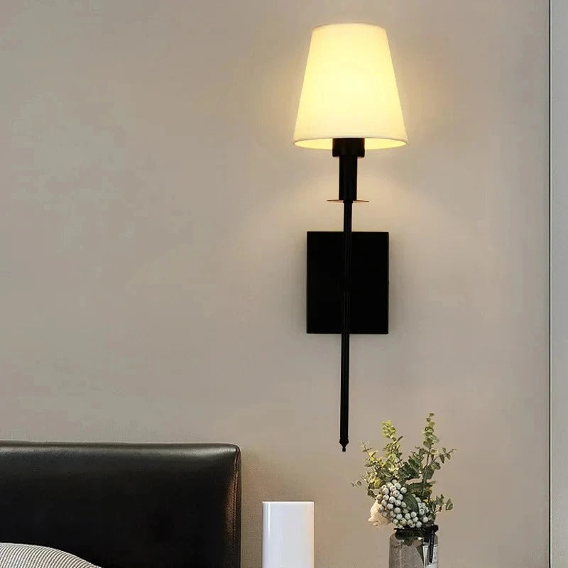 Applique murale LED nordique | Fer et tissu, noir ou doré