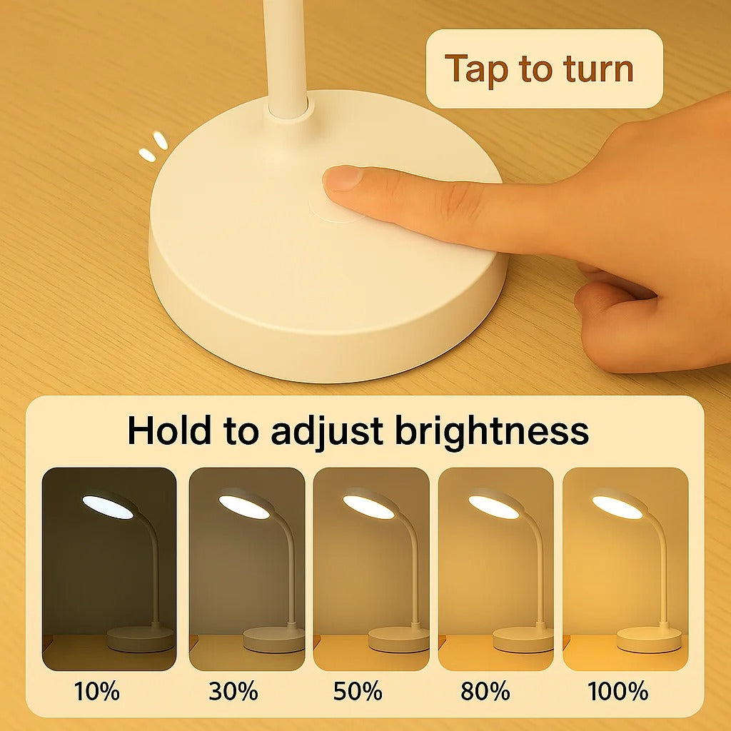 Lampe de bureau LED sans fil | Col de cygne et charge USB