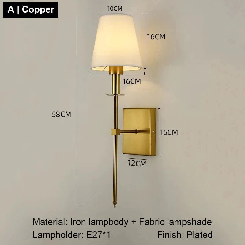 Applique murale LED nordique | Fer et tissu, noir ou doré