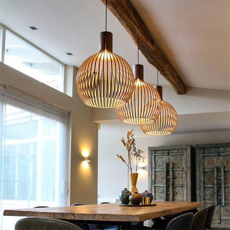 Suspension en bois faite main | Design scandinave naturel