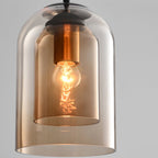 Suspension Mica mid-century | Double abat-jour en verre Ø 18 cm