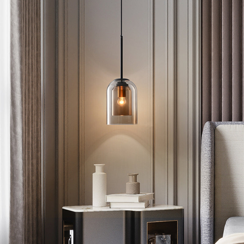 Suspension Mica mid-century | Double abat-jour en verre Ø 18 cm