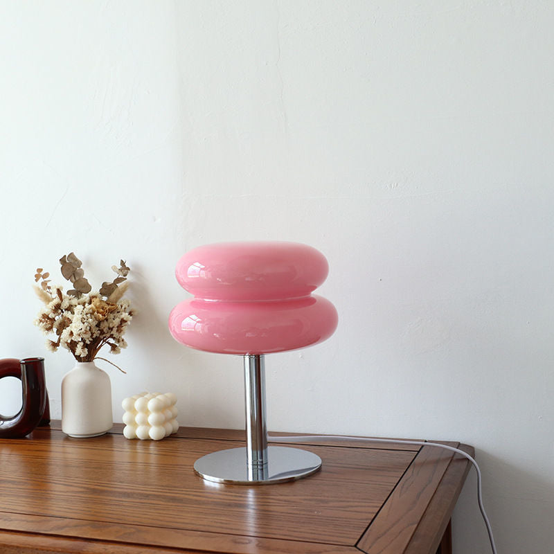 Lampe à poser en verre design italien | Dôme et pied chromé