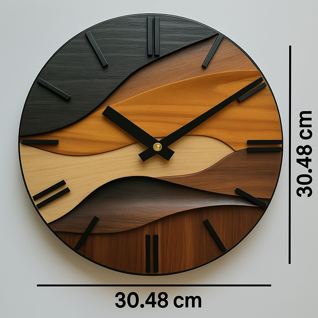 Horloge murale ronde 30 cm | Effet bois nordique