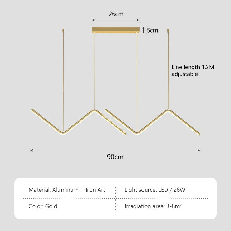 Suspension linéaire en aluminium | Nordique, 45 ou 90 cm